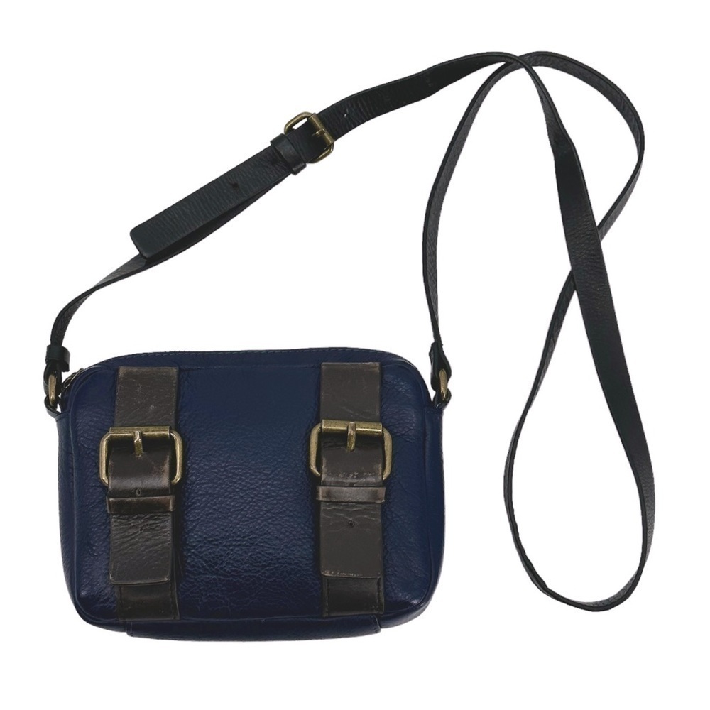 Kelsi Dagger‎ Grasslands Little Crossbody Double Buckle Bag Navy & Brown Purse